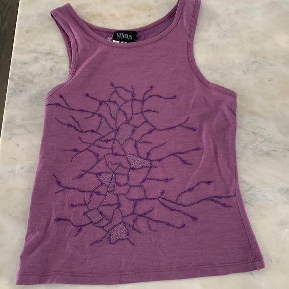 Versace Versus Tank Top Blouse Purple Wool Made in Italy EU 28 US 6/ Small - Picture 1 of 6